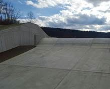 Dam good: Close-up of the newly reconstructed bypass channel and emergency spillway crest, which was treated with PENETRON ADMIX in soluble bags.