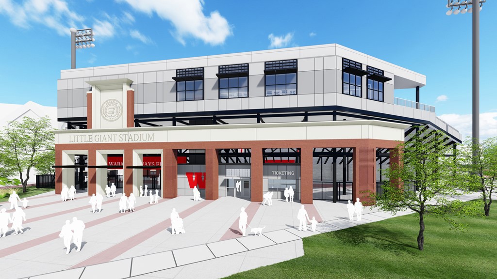 The new sports stadium at Wabash College seats 3,550 fans and includes offices and media booths. The concrete elements were treated with the Penetron System.