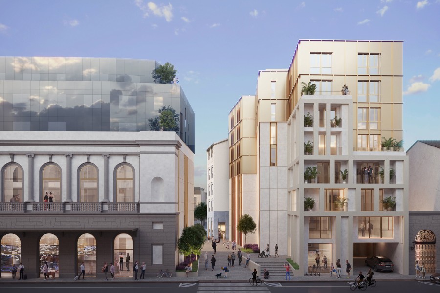 The 156 Starhotels Teatro Luxury Apartments and a two-floor underground parking garage for 170 cars were built on the site of the historic Teatro del Maggio Fiorentino.