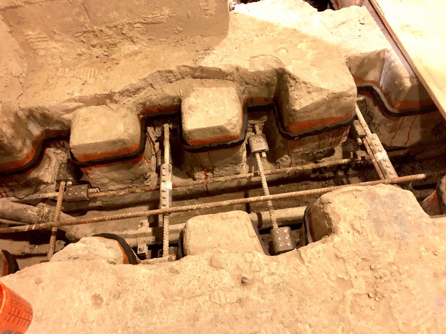 PENEBAR SW, a swellable concrete joint waterstop, was used along the perimeter of the channels cut into the concrete to permanently seal the repair work