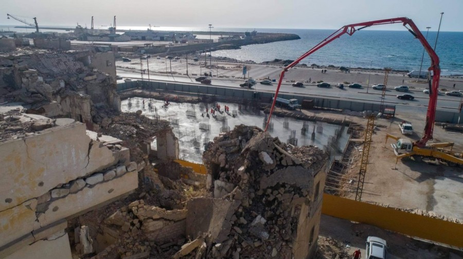 Elmothida Concrete, the ready-mix supplier, poured the PENETRON ADMIX-treated concrete for the basement slab and retaining walls of the new North Benghazi Courthouse in Libya.