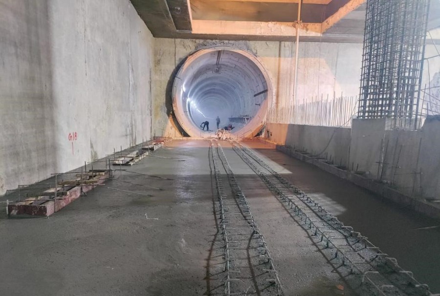 The Krishna Park Extension underground station is the highlight of the recently completed $59 million expansion of the Delhi Metro Rail network in Delhi, India.