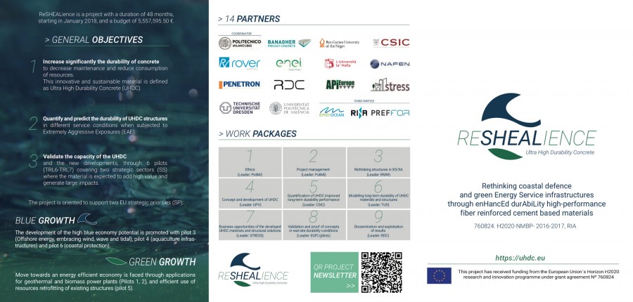 The ReSHEALience project is developing an Ultra High Durability Concrete (UHDC) to solve infrastructure challenges faced by the EU due to accelerating climate change.
