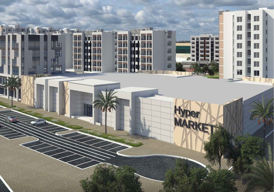 With an overall footprint of 210,000 m2, the Golden Square City development also includes a two-floor hypermarket (8,000 m2) with additional areas for smaller shops.