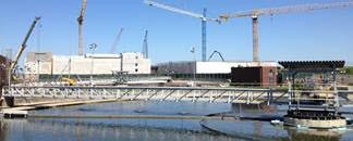 A view of the construction site of Baltimore’s Patapsco Wastewater Treatment Plant on the shores of the Patapsco River shows the immense size of the upgrade project.