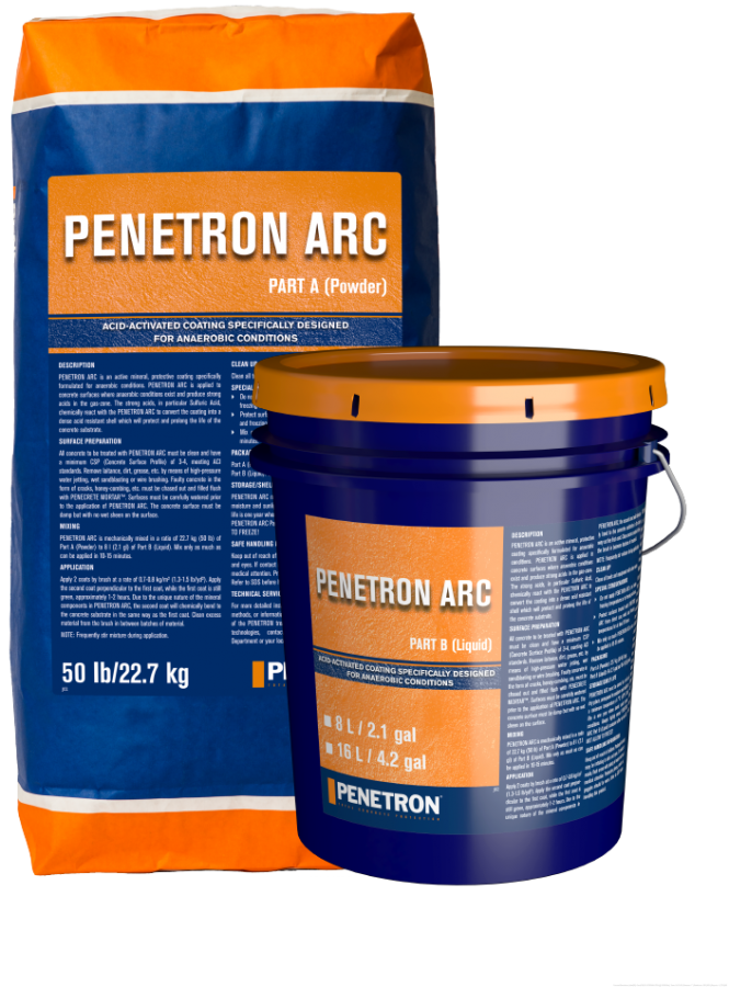 PENETRON ARC is a protective mineral coating specifically formulated by Penetron to protect concrete structures in both aerobic and anaerobic conditions.