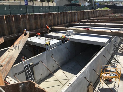 Pre-cast (and PENETRON ADMIX-treated) covers are put in place at the Santa Monica Urban Runoff Recycling Facility (SMURRF) in California.