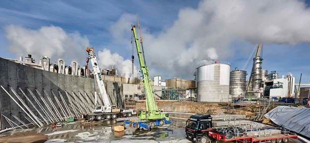 The PENETRON ADMIX-treated walls show the impressive dimensions of the expansion of the Södra Cell Värö paper mill