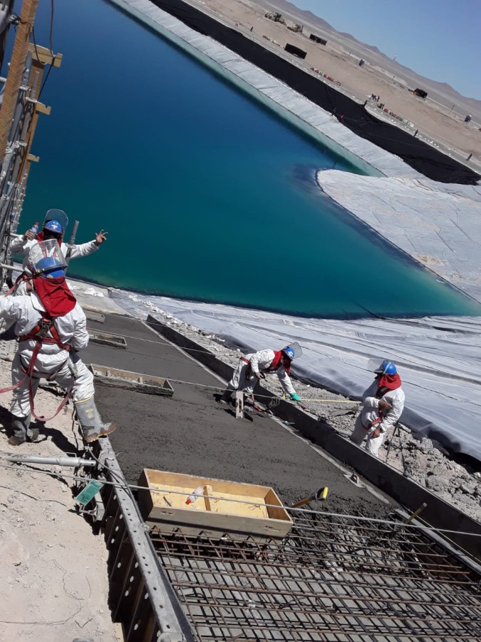 The crystalline admixture was used to treat the new concrete segments to protect the reinforced concrete structures from the aggressive tailings from the mine.