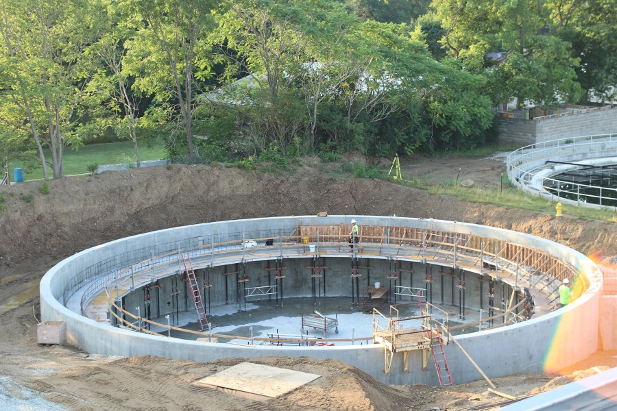 The expanded wastewater treatment plant in Carmel, Indiana increased capacity from 12 million gallons per day (MGD) to 14 MGD.