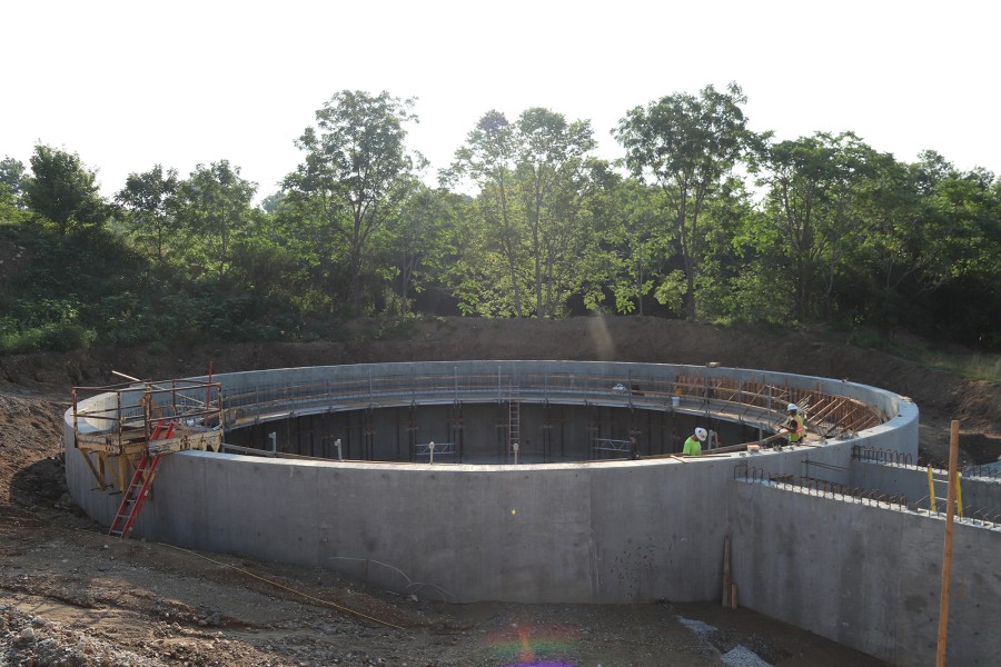The new Carmel plant added two new aeration tanks, a final clarifier tank, new concrete walls, and a return-activated sludge splitter
